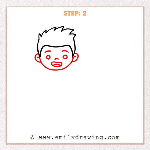 how to draw a man with a dog - Step 2